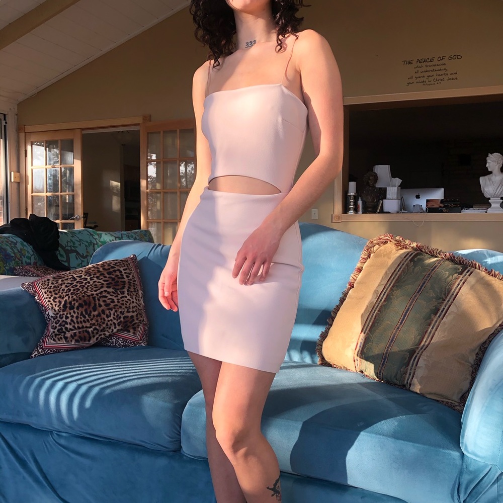 Baby pink cut out mini dress